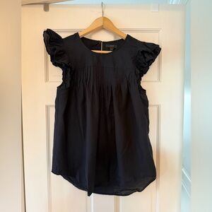 J. Crew Black Flutter Sleeve Blouse